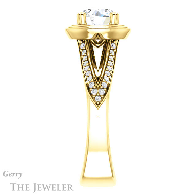 Round Cut Forever One Moissanite Engagement Ring #GTJ1228-round-fo-y | Gerry The Jeweler Round Cut Forever One Moissanite Engagement Ring #GTJ1228-round-fo-y