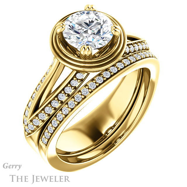 Round Cut Forever One Moissanite Engagement Ring #GTJ1228-round-fo-y | Gerry The Jeweler Round Cut Forever One Moissanite Engagement Ring #GTJ1228-round-fo-y