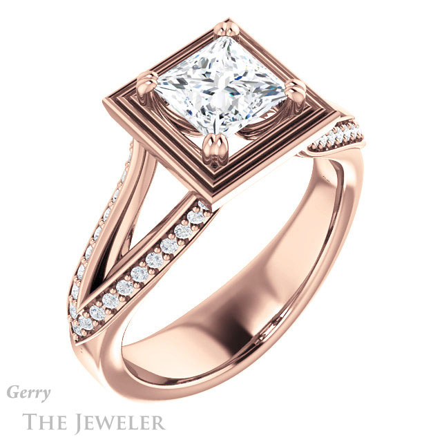 Princess Cut Forever One Moissanite Engagement Ring #GTJ1228-square-fo-r | Gerry The Jeweler Princess Cut Forever One Moissanite Engagement Ring #GTJ1228-square-fo-r