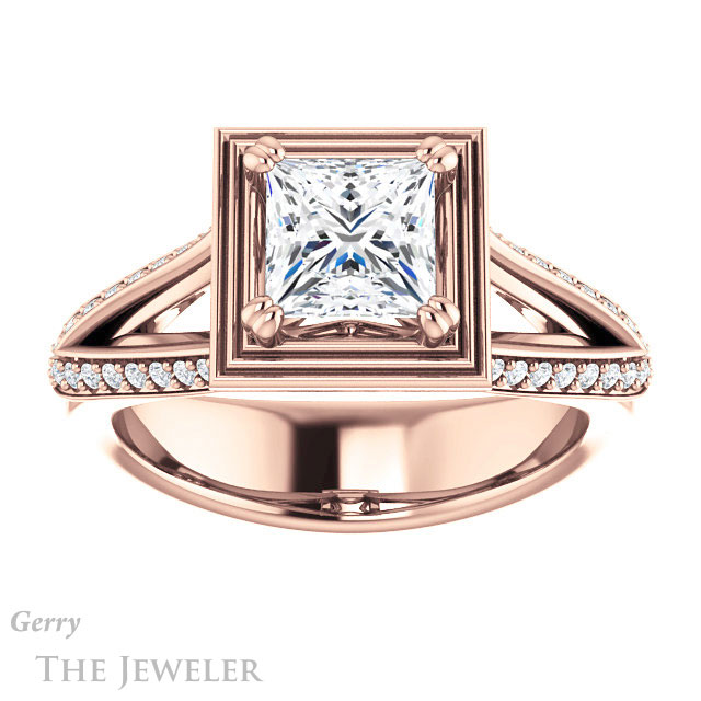 Princess Cut Forever One Moissanite Engagement Ring #GTJ1228-square-fo-r | Gerry The Jeweler Princess Cut Forever One Moissanite Engagement Ring #GTJ1228-square-fo-r