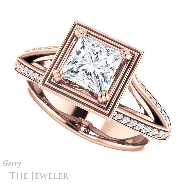 Princess Cut Forever One Moissanite Engagement Ring #GTJ1228-square-fo-r | Gerry The Jeweler Princess Cut Forever One Moissanite Engagement Ring #GTJ1228-square-fo-r