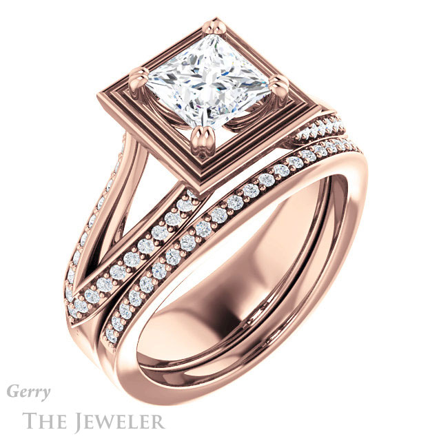 Princess Cut Forever One Moissanite Engagement Ring #GTJ1228-square-fo-r | Gerry The Jeweler Princess Cut Forever One Moissanite Engagement Ring #GTJ1228-square-fo-r