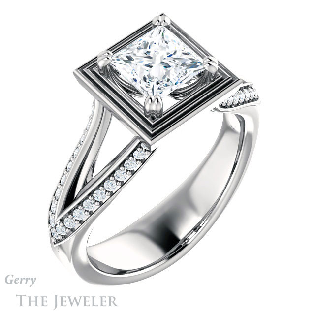 Princess Cut Forever One Moissanite Engagement Ring #GTJ1228-square-fo-w | Gerry The Jeweler Princess Cut Forever One Moissanite Engagement Ring #GTJ1228-square-fo-w