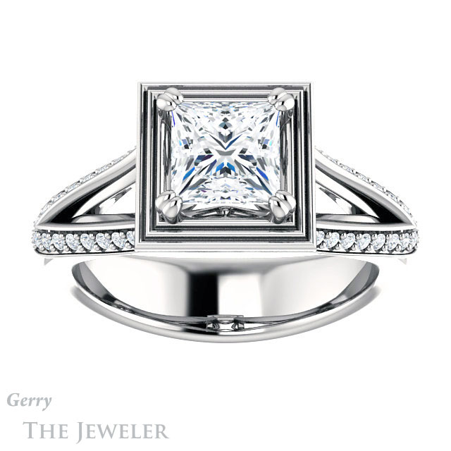 Princess Cut Forever One Moissanite Engagement Ring #GTJ1228-square-fo-w | Gerry The Jeweler Princess Cut Forever One Moissanite Engagement Ring #GTJ1228-square-fo-w