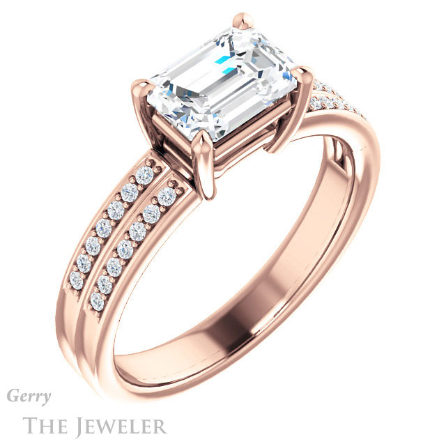 Emerald Cut Forever Brilliant Moissanite Engagement Ring #GTJ1229-emerald-fb-r