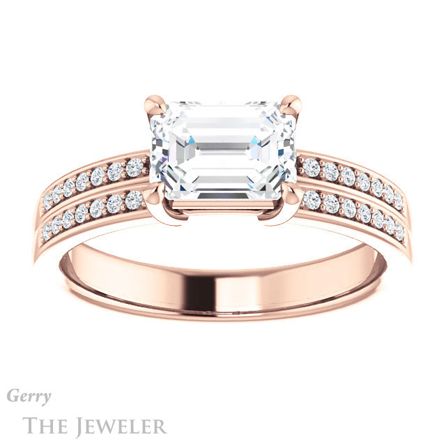 Emerald Cut Forever Brilliant Moissanite Engagement Ring #GTJ1229-emerald-fb-r