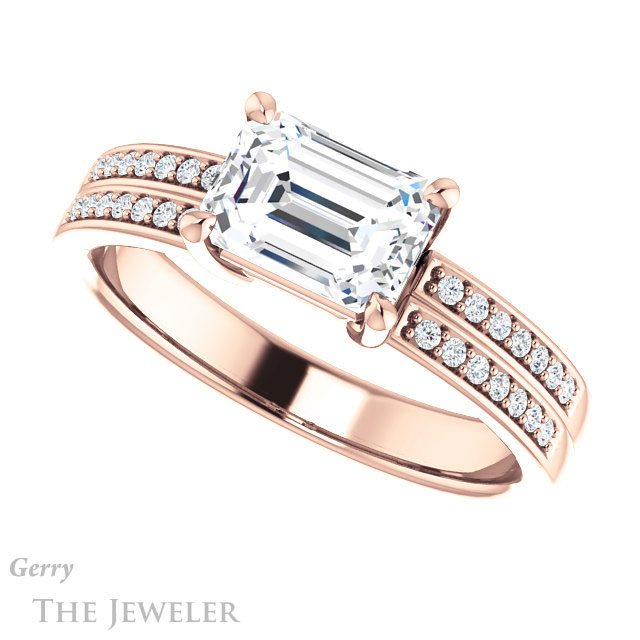 Emerald Cut Forever Brilliant Moissanite Engagement Ring #GTJ1229-emerald-fb-r