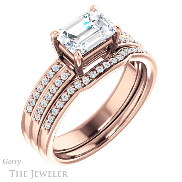 Emerald Cut Forever Brilliant Moissanite Engagement Ring #GTJ1229-emerald-fb-r