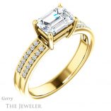 Emerald Cut Forever One Moissanite Engagement Ring #GTJ1229-emerald-fb-y 4 Emerald Cut Forever Brilliant Moissanite Engagement Ring #GTJ1229-emerald-fb-y