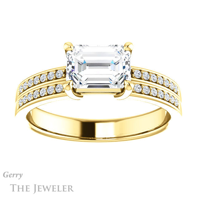 Emerald Cut Forever Brilliant Moissanite Engagement Ring #GTJ1229-emerald-fb-y