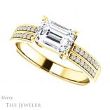 Emerald Cut Forever One Moissanite Engagement Ring #GTJ1229-emerald-fb-y 5 Emerald Cut Forever Brilliant Moissanite Engagement Ring #GTJ1229-emerald-fb-y