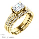 Emerald Cut Forever One Moissanite Engagement Ring #GTJ1229-emerald-fb-y 6 Emerald Cut Forever Brilliant Moissanite Engagement Ring #GTJ1229-emerald-fb-y
