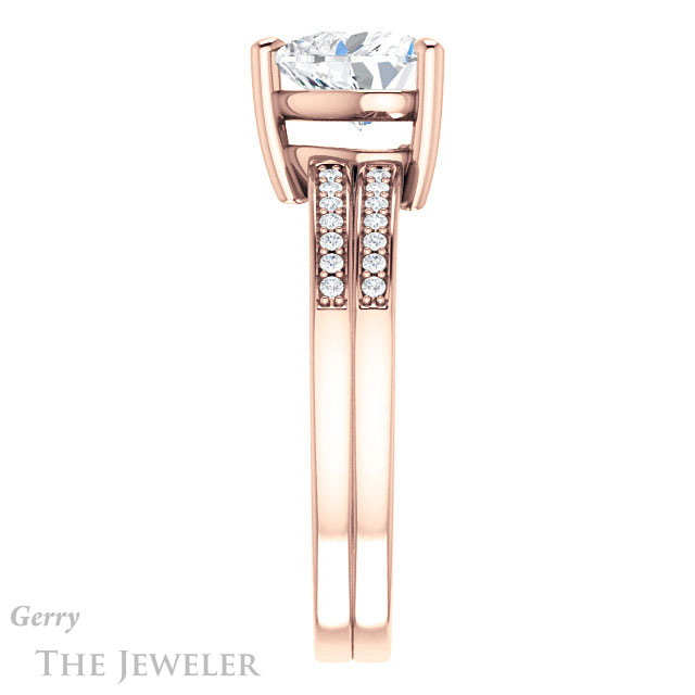 Heart Shaped Forever One Moissanite Engagement Ring #GTJ1229-heart-fb-r 3 Heart Shaped Forever Brilliant Moissanite Engagement Ring #GTJ1229-heart-fb-r