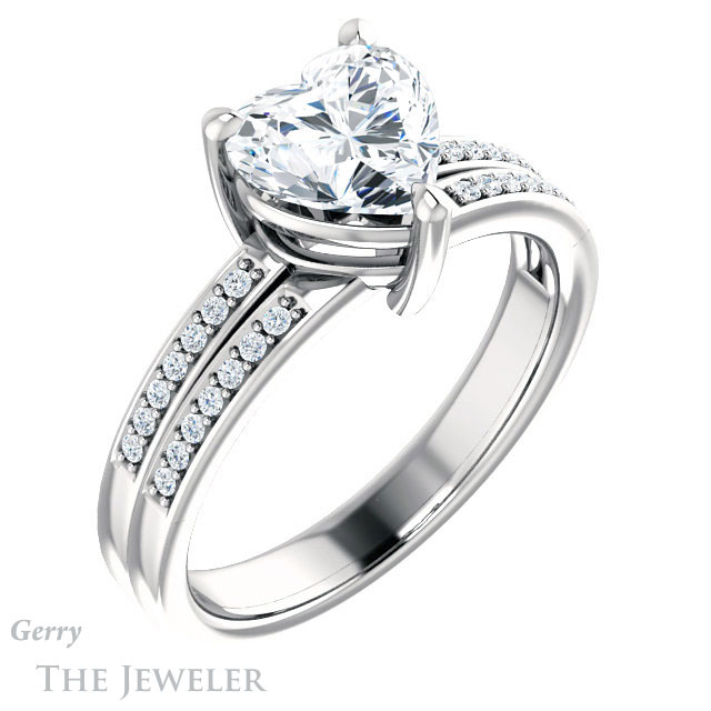 Heart Shaped Forever Brilliant Moissanite Engagement Ring #GTJ1229-heart-fb-w