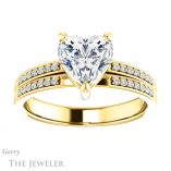 Heart Shaped Forever One Moissanite Engagement Ring #GTJ1229-heart-fb-y 1 Heart Shaped Forever Brilliant Moissanite Engagement Ring #GTJ1229-heart-fb-y