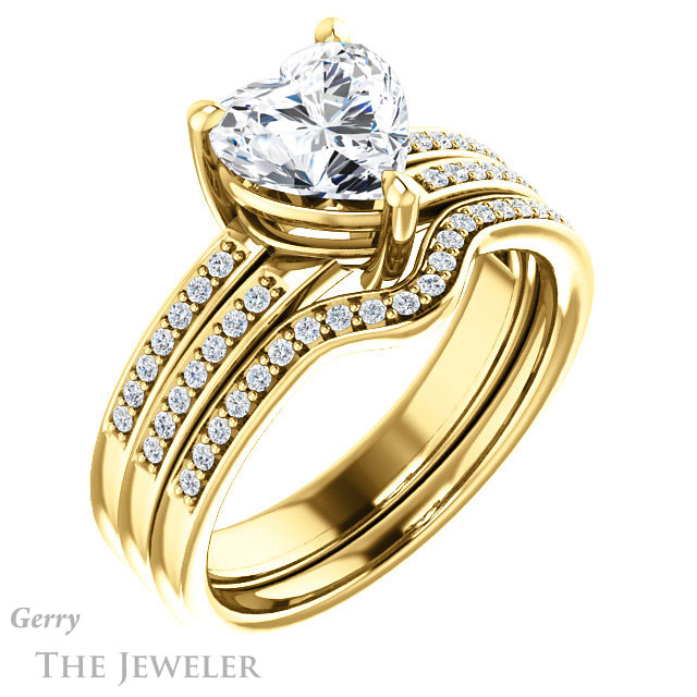 Heart Shaped Forever One Moissanite Engagement Ring #GTJ1229-heart-fb-y 6 Heart Shaped Forever Brilliant Moissanite Engagement Ring #GTJ1229-heart-fb-y
