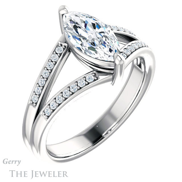 Marquise Cut Forever Brilliant Moissanite Engagement Ring #GTJ1229-marquise-fb-w