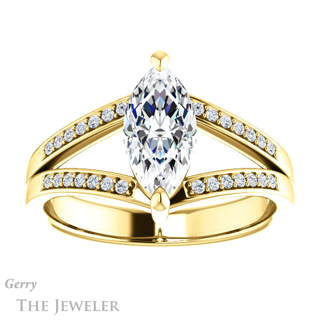 Marquise Cut Forever Brilliant Moissanite Engagement Ring #GTJ1229-marquise-fb-y