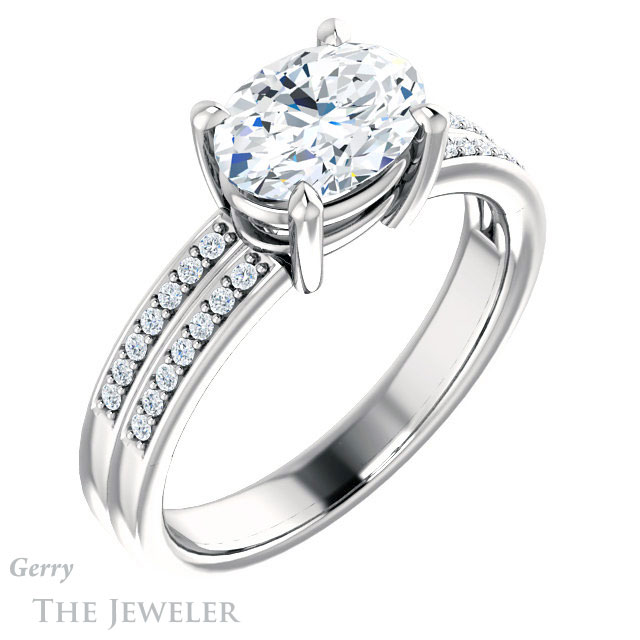 Oval Shaped Forever One Moissanite Engagement Ring #GTJ1229-oval-fo-w