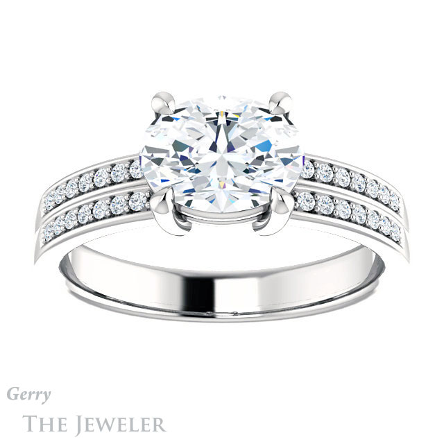 Oval Shaped Forever One Moissanite Engagement Ring #GTJ1229-oval-fo-w