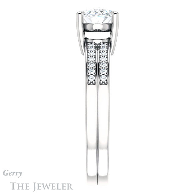 Oval Shaped Forever One Moissanite Engagement Ring #GTJ1229-oval-fo-w