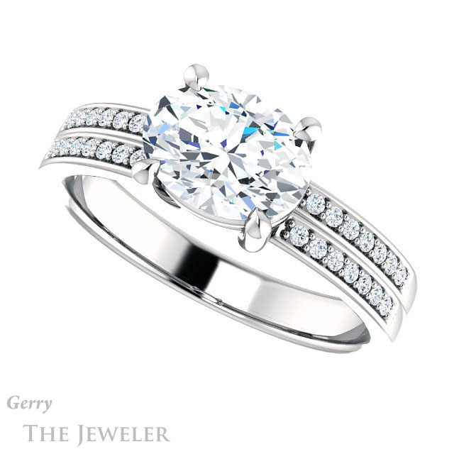 Oval Shaped Forever One Moissanite Engagement Ring #GTJ1229-oval-fo-w