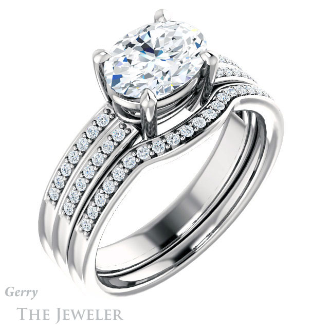 Oval Shaped Forever One Moissanite Engagement Ring #GTJ1229-oval-fo-w
