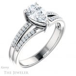 Pear Shaped Forever One Moissanite Engagement Ring #GTJ1229-pear-fb-w 4 Pear Shaped Forever Brilliant Moissanite Engagement Ring #GTJ1229-pear-fb-w