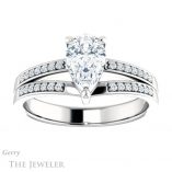 Pear Shaped Forever One Moissanite Engagement Ring #GTJ1229-pear-fb-w 1 Pear Shaped Forever Brilliant Moissanite Engagement Ring #GTJ1229-pear-fb-w