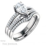 Pear Shaped Forever One Moissanite Engagement Ring #GTJ1229-pear-fb-w 6 Pear Shaped Forever Brilliant Moissanite Engagement Ring #GTJ1229-pear-fb-w