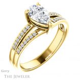 Pear Shaped Forever One Moissanite Engagement Ring #GTJ1229-pear-fb-y 4 Pear Shaped Forever Brilliant Moissanite Engagement Ring #GTJ1229-pear-fb-y