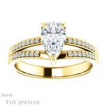 Pear Shaped Forever One Moissanite Engagement Ring #GTJ1229-pear-fb-y 1 Pear Shaped Forever Brilliant Moissanite Engagement Ring #GTJ1229-pear-fb-y