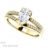 Pear Shaped Forever One Moissanite Engagement Ring #GTJ1229-pear-fb-y 5 Pear Shaped Forever Brilliant Moissanite Engagement Ring #GTJ1229-pear-fb-y