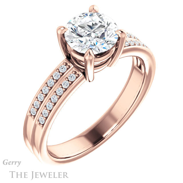 Round Cut Forever One Moissanite Engagement Ring #GTJ1229-round-fo-r