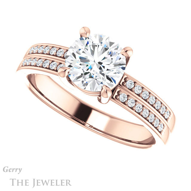 Round Cut Forever One Moissanite Engagement Ring #GTJ1229-round-fo-r