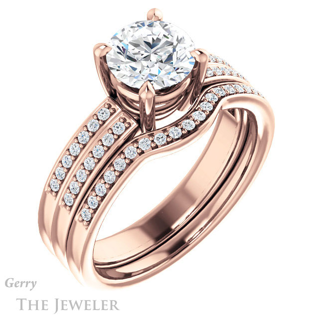 Round Cut Forever One Moissanite Engagement Ring #GTJ1229-round-fo-r
