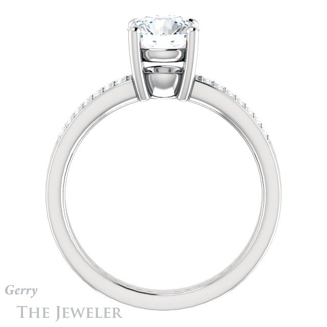 Round Cut Forever One Moissanite Engagement Ring #GTJ1229-round-fo-w