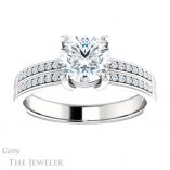 Round Cut Forever One Moissanite Engagement Ring #GTJ1229-round-fo-w
