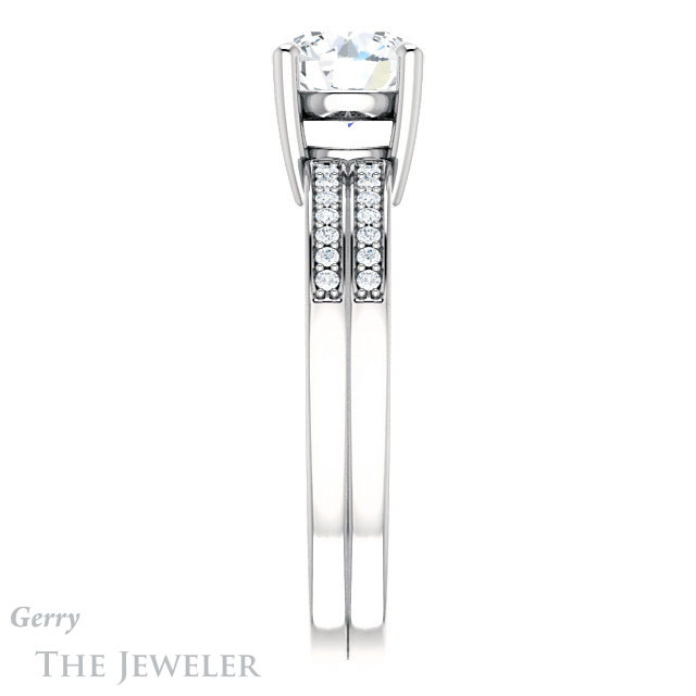 Round Cut Forever One Moissanite Engagement Ring #GTJ1229-round-fo-w