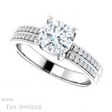 Round Cut Forever One Moissanite Engagement Ring #GTJ1229-round-fo-w