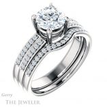 Round Cut Forever One Moissanite Engagement Ring #GTJ1229-round-fo-w