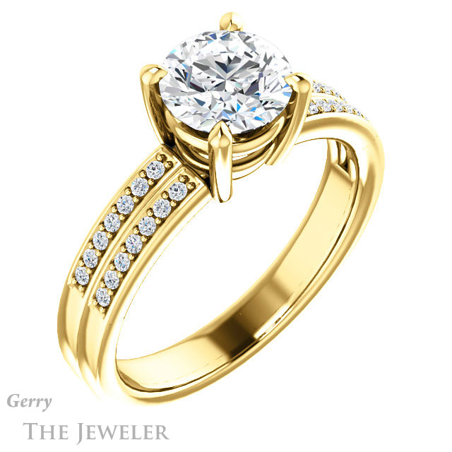 Round Cut Forever One Moissanite Engagement Ring #GTJ1229-round-fo-y 4 Round Cut Forever One Moissanite Engagement Ring #GTJ1229-round-fo-y