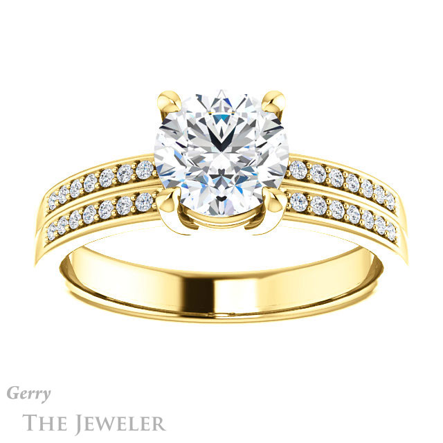 Round Cut Forever One Moissanite Engagement Ring #GTJ1229-round-fo-y 1 Round Cut Forever One Moissanite Engagement Ring #GTJ1229-round-fo-y
