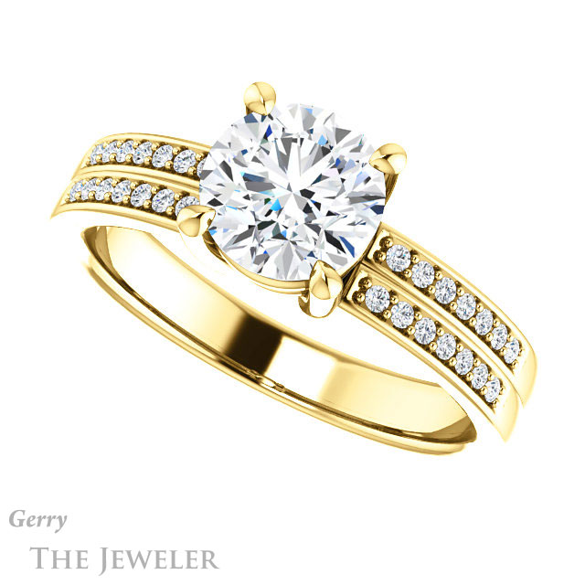 Round Cut Forever One Moissanite Engagement Ring #GTJ1229-round-fo-y 5 Round Cut Forever One Moissanite Engagement Ring #GTJ1229-round-fo-y