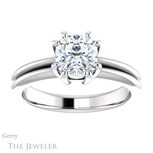 Cushion Cut Forever One Moissanite Engagement Ring #GTJ1230-cushion-fo-w | Gerry The Jeweler Cushion Cut Forever One Moissanite Engagement Ring #GTJ1230-cushion-fo-w