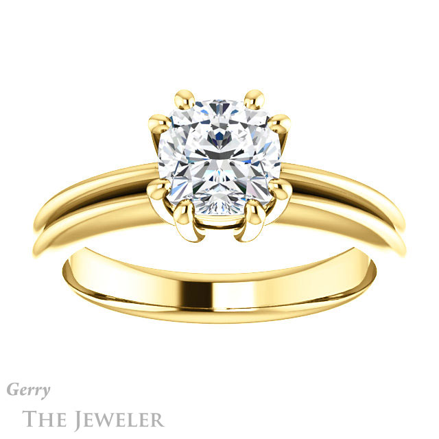 Cushion Cut Forever One Moissanite Engagement Ring #GTJ1230-cushion-fo-y | Gerry The Jeweler Cushion Cut Forever One Moissanite Engagement Ring #GTJ1230-cushion-fo-y