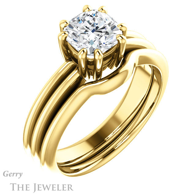 Cushion Cut Forever One Moissanite Engagement Ring #GTJ1230-cushion-fo-y | Gerry The Jeweler Cushion Cut Forever One Moissanite Engagement Ring #GTJ1230-cushion-fo-y