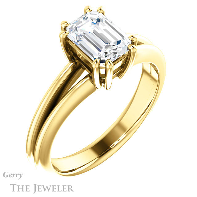 Emerald Cut Forever One Moissanite Engagement Ring #GTJ1230-emerald-fb-y | Gerry The Jeweler Emerald Cut Forever Brilliant Moissanite Engagement Ring #GTJ1230-emerald-fb-y