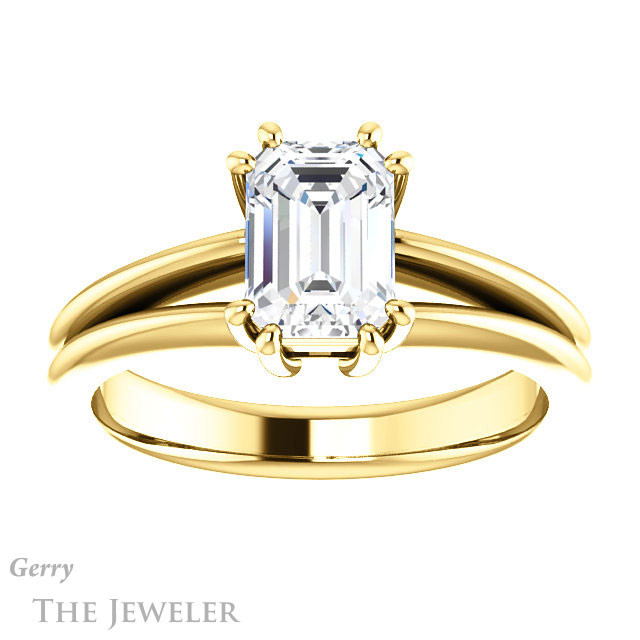 Emerald Cut Forever One Moissanite Engagement Ring #GTJ1230-emerald-fb-y | Gerry The Jeweler Emerald Cut Forever Brilliant Moissanite Engagement Ring #GTJ1230-emerald-fb-y
