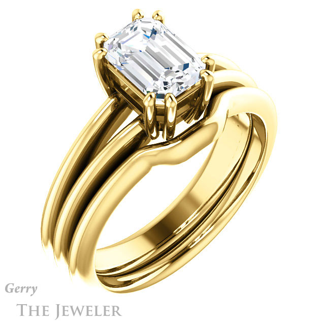 Emerald Cut Forever One Moissanite Engagement Ring #GTJ1230-emerald-fb-y | Gerry The Jeweler Emerald Cut Forever Brilliant Moissanite Engagement Ring #GTJ1230-emerald-fb-y